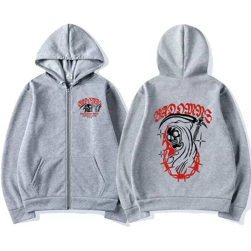 Sudadera con capucha Vintage de Bad Omens Rock Tour para hombre, sudaderas con cremallera, chaquetas de gran tamaño, moda Harajuku, Hip Hop