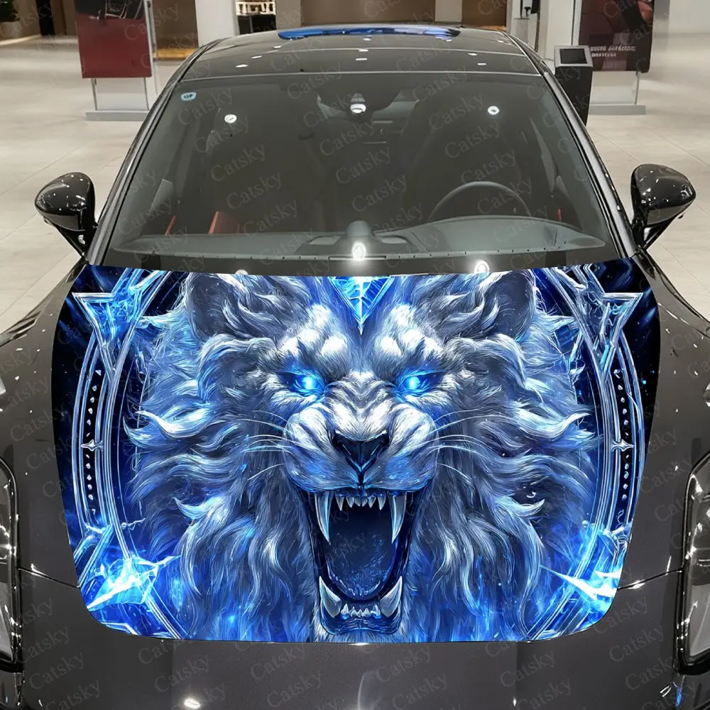 

Виниловая пленка для автомобиля Frost Flame Lion King, водонепроницаемая наклейка на капот автомобиля из ПВХ, самоклеящиеся устойчивые к царапинам наклейки