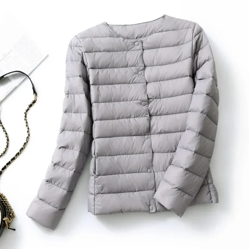 NONE Damen Daunenjacken Plus Mäntel Leichte Ente Daunenjacke Damen Matt Stoff Leichter Mantel Warmer weiblicher Windjacke Parka 3