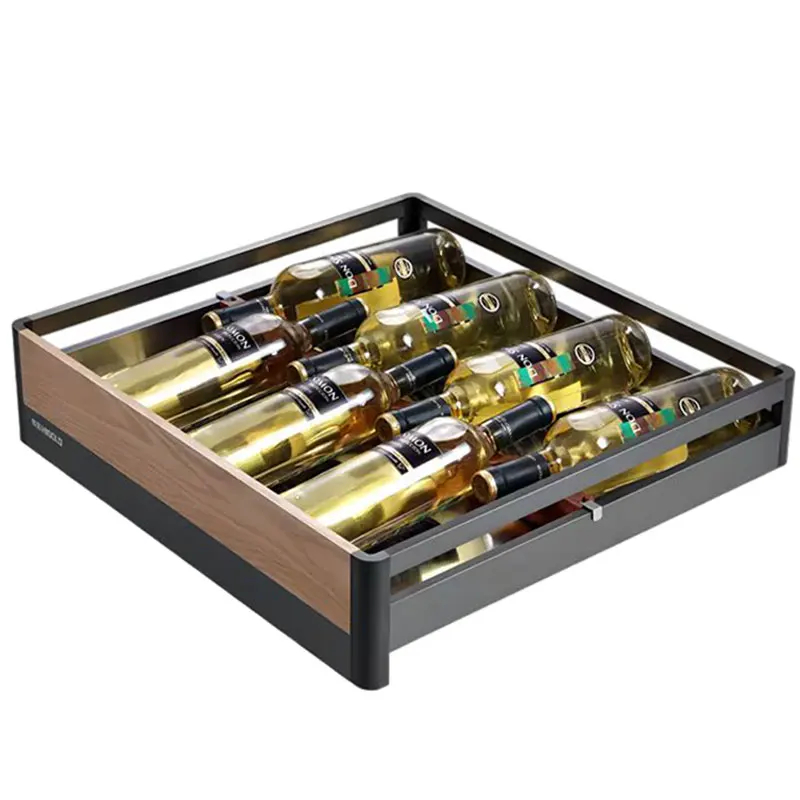

Wholesale Stainless Steel Kitchen Cabinet Wire Pull-out Kitchen Drawer Basket for Wine Bottle Storage