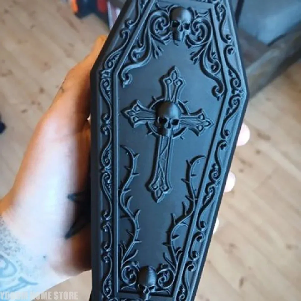 3D‑Printed Gothic Skull Coffin Vase Dark Aesthetic Room Decor Spooky Skeleton Ornament for Desk Tabletop Home Decoration
