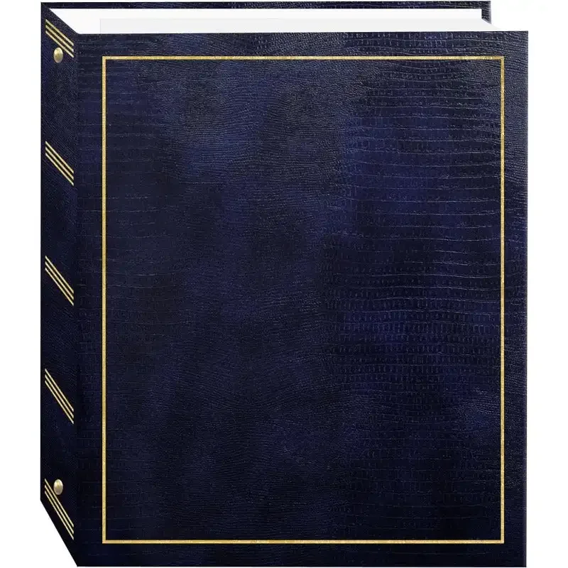 Magnetic Self-Stick 3-Ring Photo Album 100 Pages (50 Sheets), Navy Blue