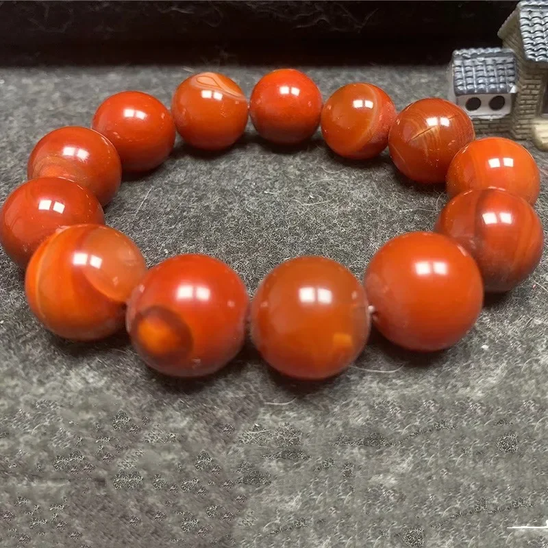 Natural Red Agate  Bead Jade Bracelet Jewellery Lucky Exorcise Evil Spirits Auspicious Amulet Fine Jade Jewelry