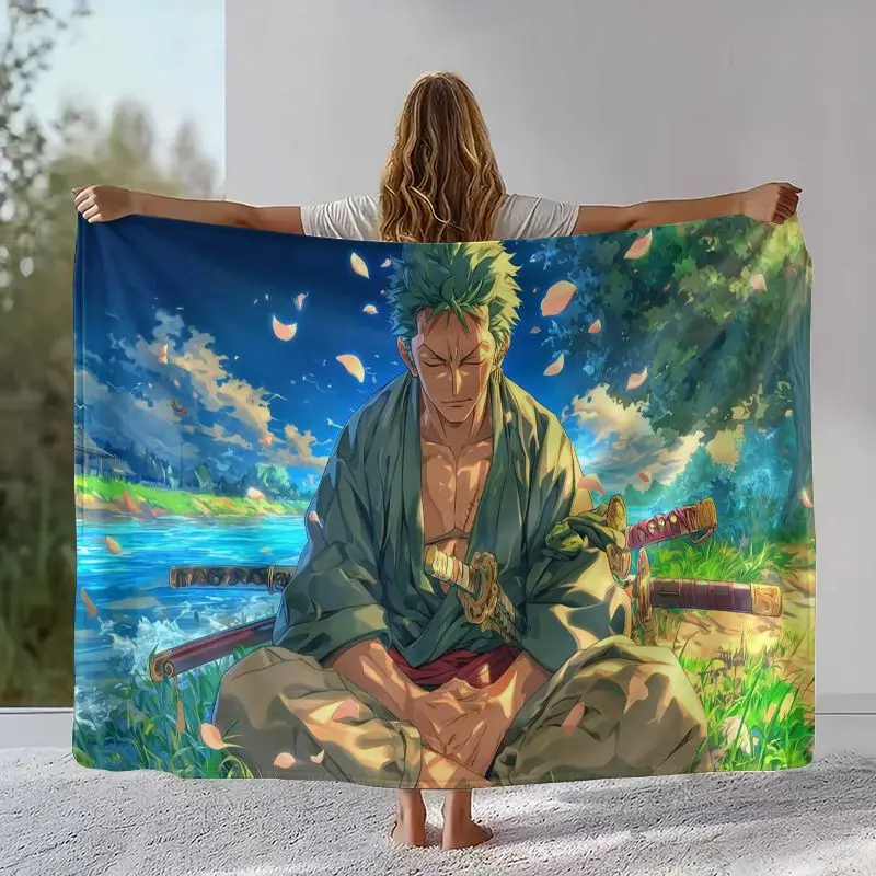 Anime Zoro One P-Piece Straw Hat Pirates Soft Flannel Throw Blanket,Cozy Warm Blanket for Bed,Sofa,Living Room,Picnic,Camping