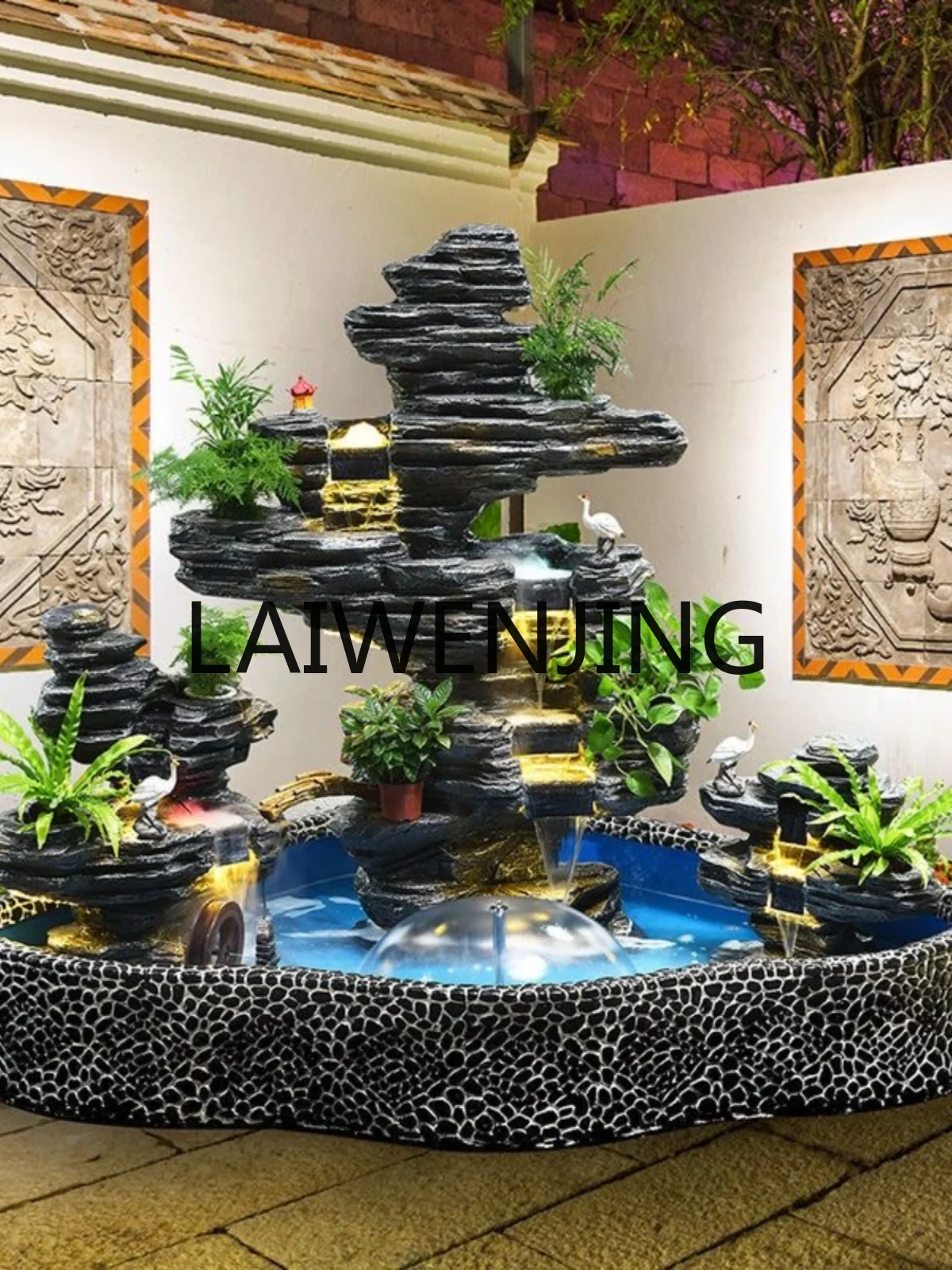 RWJ Large Rockery Flowing Water Fountain Decoration Hall Feng Shui Fortune Landscape