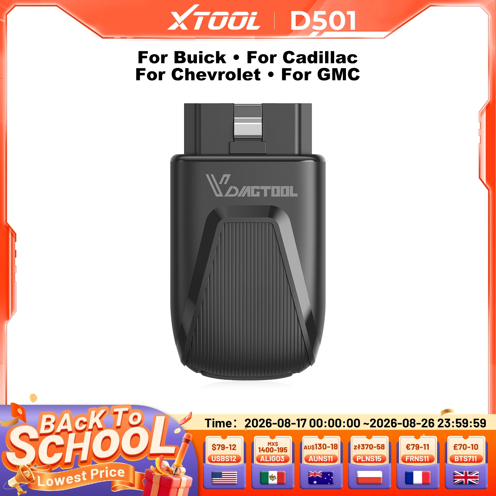 VDIAGTOOL D501 All System Diagnostic OBD2 Auto Scanner J2534 Programmer for Buick/Chevrolet  with 28+ Reset Code Reader Lifetime Free Updates