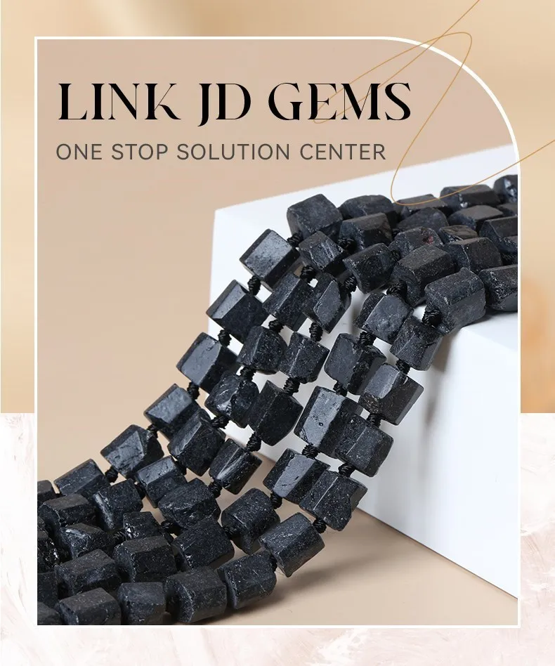 Unregelmäßige natürliche facettierte raue schwarze Turmalin Fluorit rote Jaspis Heils tein lose Perlen für Schmuck herstellung DIY Armbänder – Detail 6