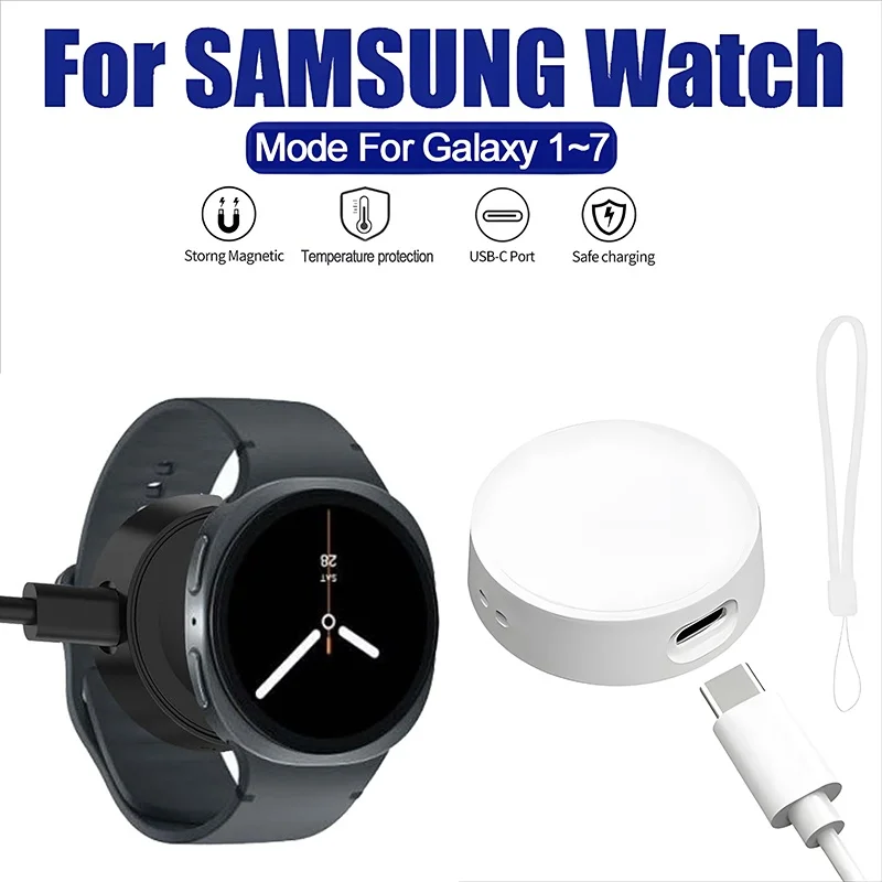 

Portable Watch Wireless Charger Cable Type C Port For Galaxy Watch 7 6 5 4 3 Active 2 1 Wireless Fast Charging Dock Accessories