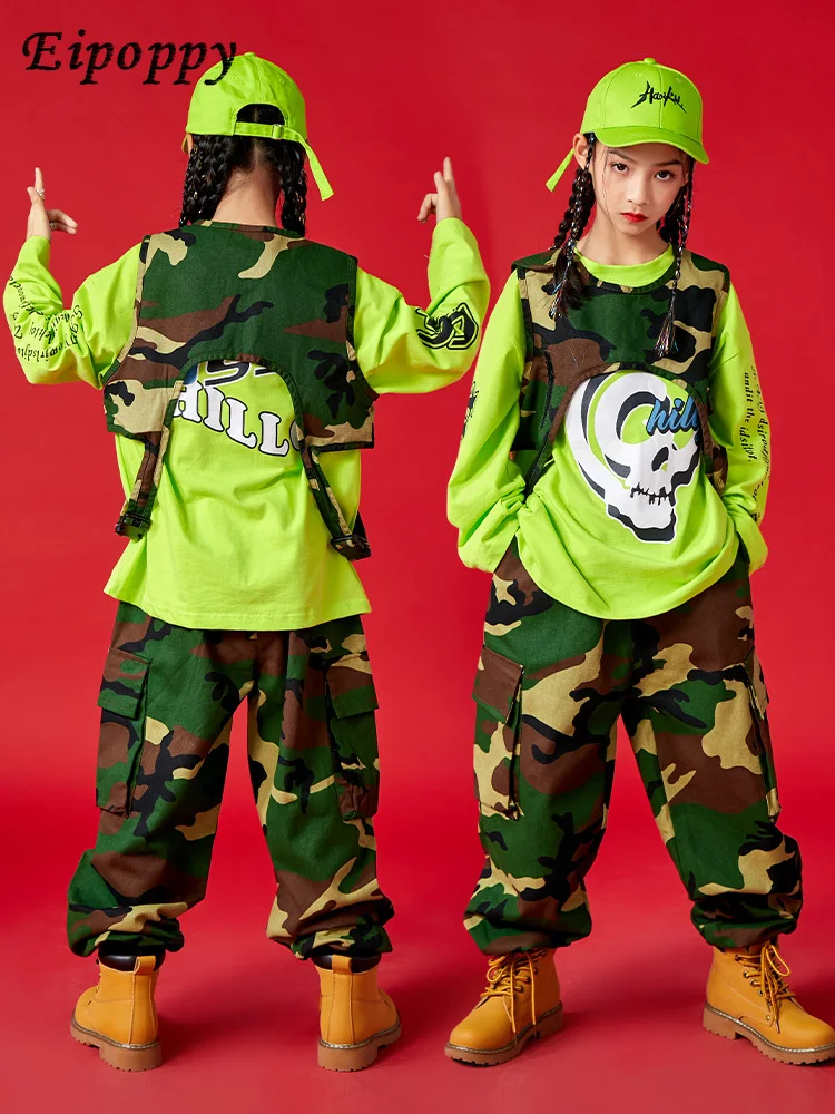 

Children's Hip Hop Hip Hop Costume Boys' Camouflage Suit Jazz Dance Costume Girls' Catwalk Fashion Costume Autumn