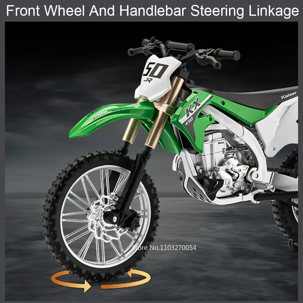 1:12 كاواساكي KX450 سبيكة دراجة نارية نماذج مصغرة اللعب دييكاست سيارات العجلة الأمامية توجيه امتصاص الصدمات المقتنيات الصبي