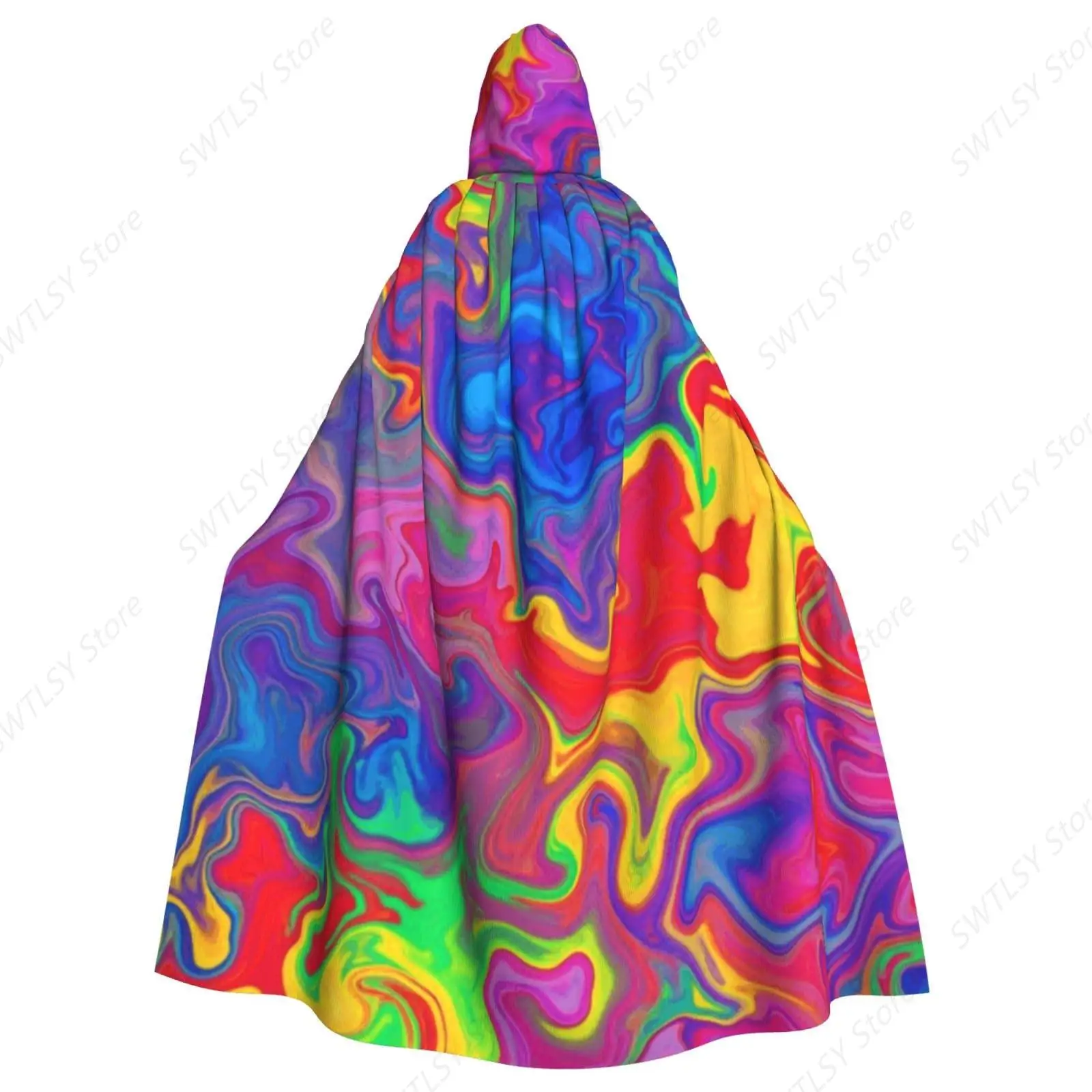 Women Men Costumes Capes Hooded Cloak Compatible with The New Science Tie Dye for Halloween Party