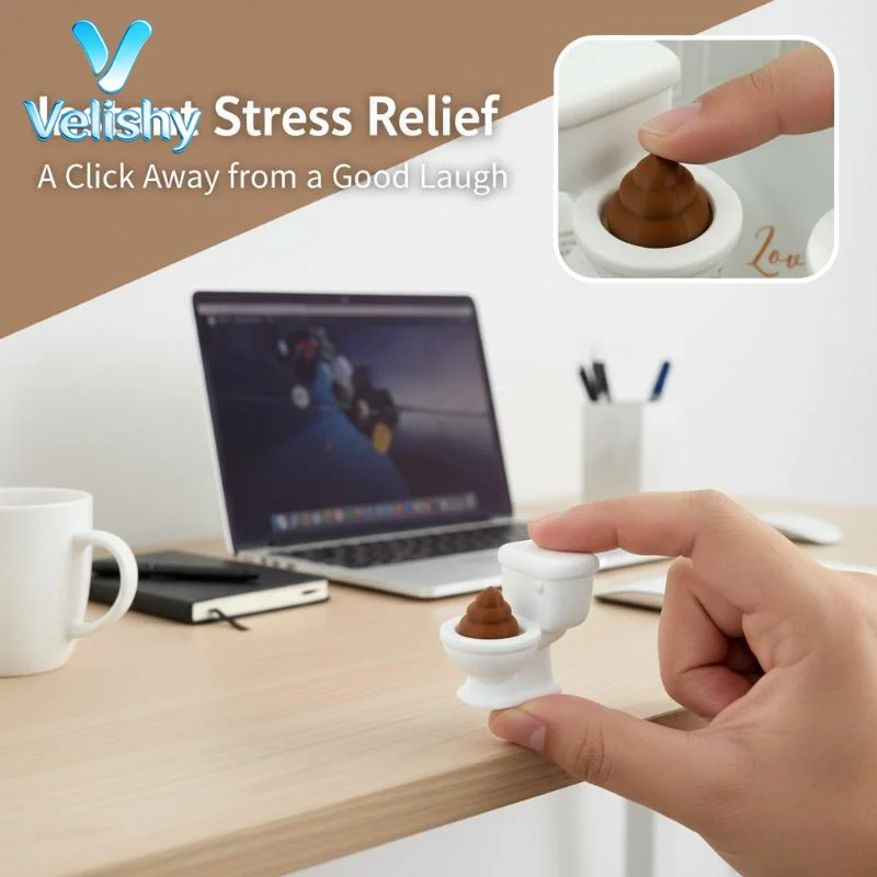 Funny Mini Toilet Poop Fidget Toy Smooth Touch Stress Relief Prank Gift Office Desk Decor