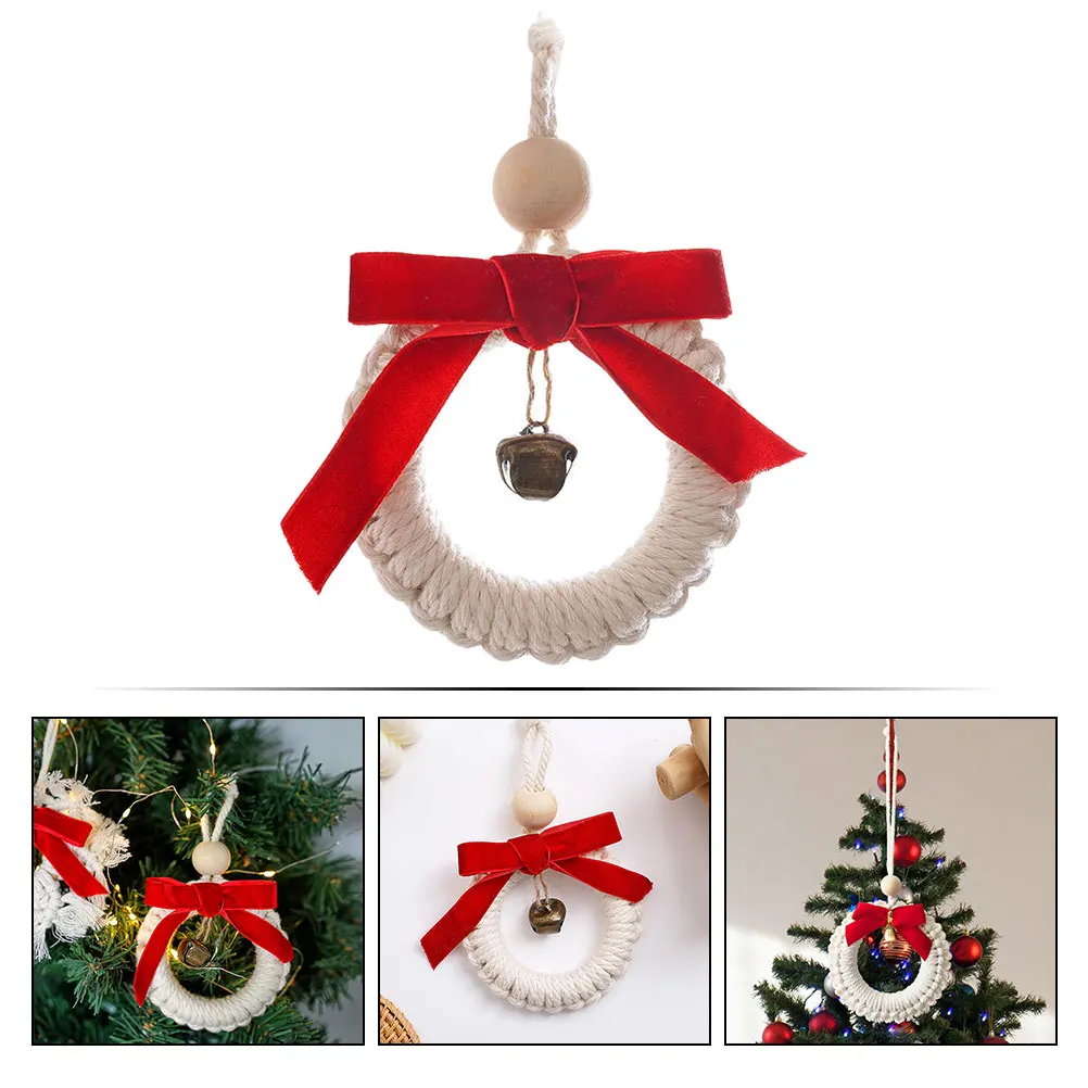

Chic Handmade Woven Bell Pendant Unique Decorative Ornament For Living Room Bedroom Wall Home Rustic Style Cotton Thread Craft
