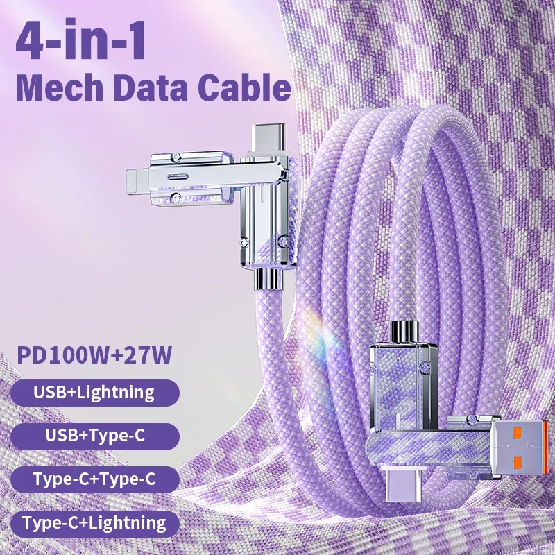 4 in 1 USB Type C To Type C PD 100W Cable for IPhone 15 14 13 12 Fast USB C Cable for Xiaomi Charging Cables USB Data Wire Cord