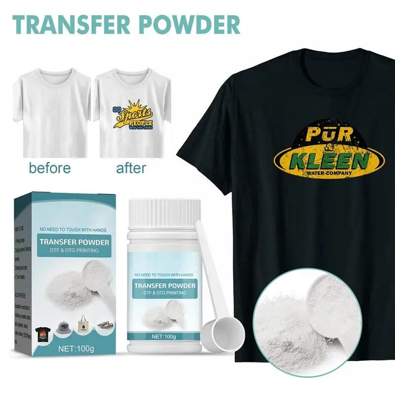 100g DTF Powder Waterproof White Digital Transfer DTG Pretreat Powder For Most Fabric DTF & DTG Hot Melt Adhesive Powders