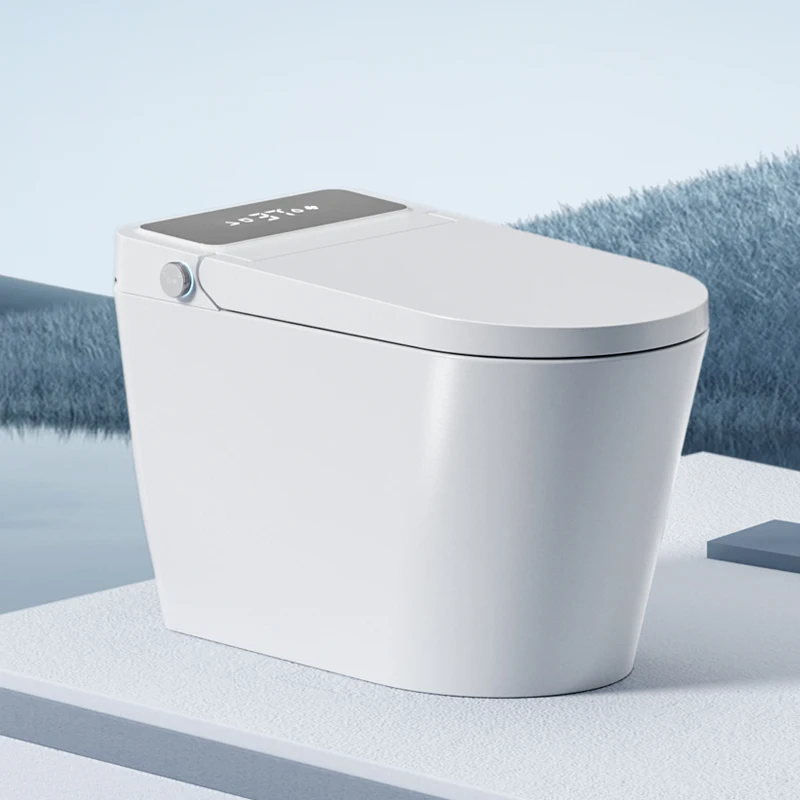 Intelligent Electric Sanitary Ware Toilet P-Trap Elongated Bowl Remote Control Includes Automatic Cleaning Sensor Integration