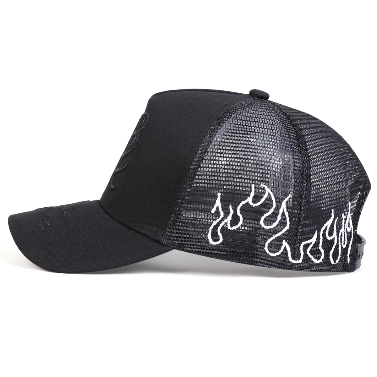 Unisex Personality Letter Embroidery Side Flame Baseball Net Caps Spring and Summer Outdoor Adjustable Casual Hats Sunscreen Hat
