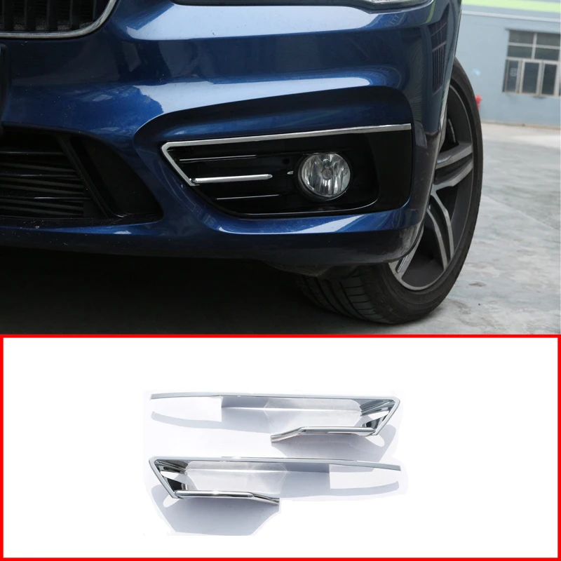 2 Pcs For BMW 2 Series F46 F45 Gran Active Tourer 2015-2017 ABS Chrome Polish Silver Front Fog Lamp Frame Cover Trim