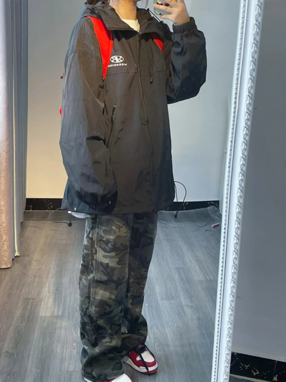 Damska kurtka w stylu vintage, amerykańska odzież robocza, z kapturem, wiosenno-jesienna, nowa, młodzieżowa, zapinana na zamek, długa, luźny krój.