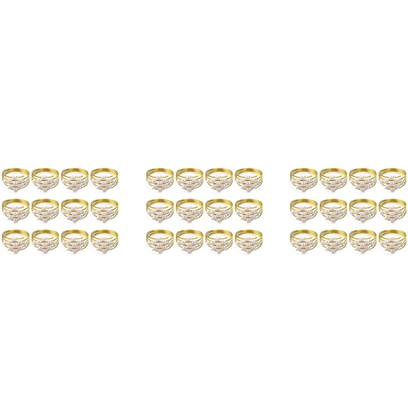 

Set Of 36 Gold Pearls Napkin Rings Weddings Favors Serviette Napkin Rings For Dinner Table Pearl Napkin Buckles Rings