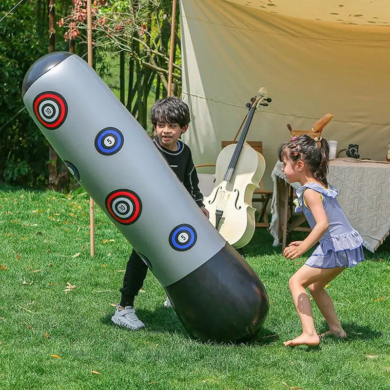 Sac de boxe gonflable pour enfants, sac de Fitness de boxe pour tout-petits, outil de Fitness de Kickboxing de 63 pouces pour enfants âgés de 5 à 12 ans, dos rebondissant