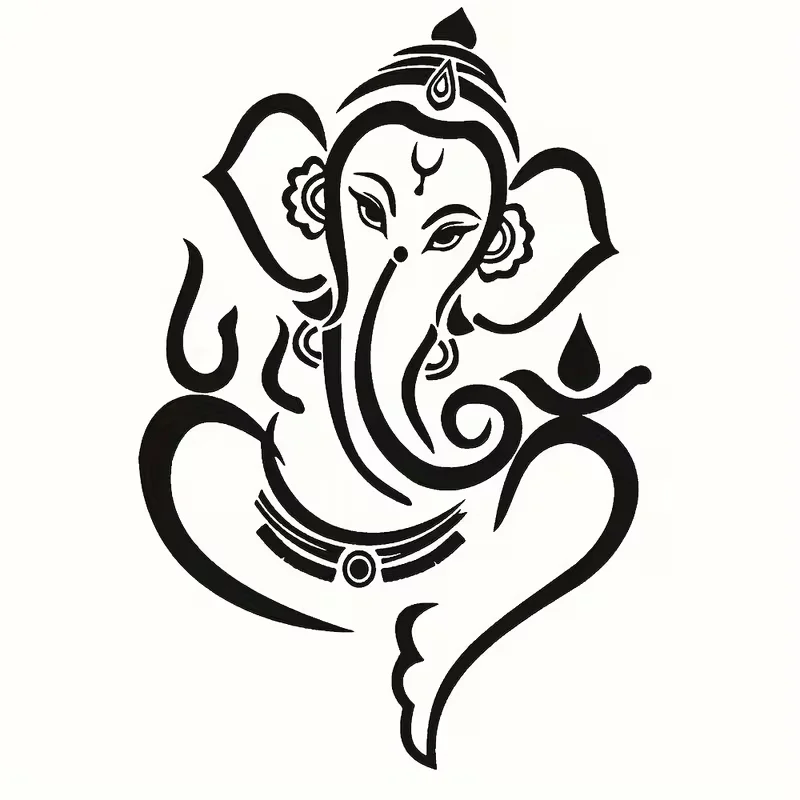 1pc Large Ganesha Hindu/Buddhist Vinyl Sticker - Removable Indian God Car Decal with Om Symbol-like Swirls & Auspicious Mohanji