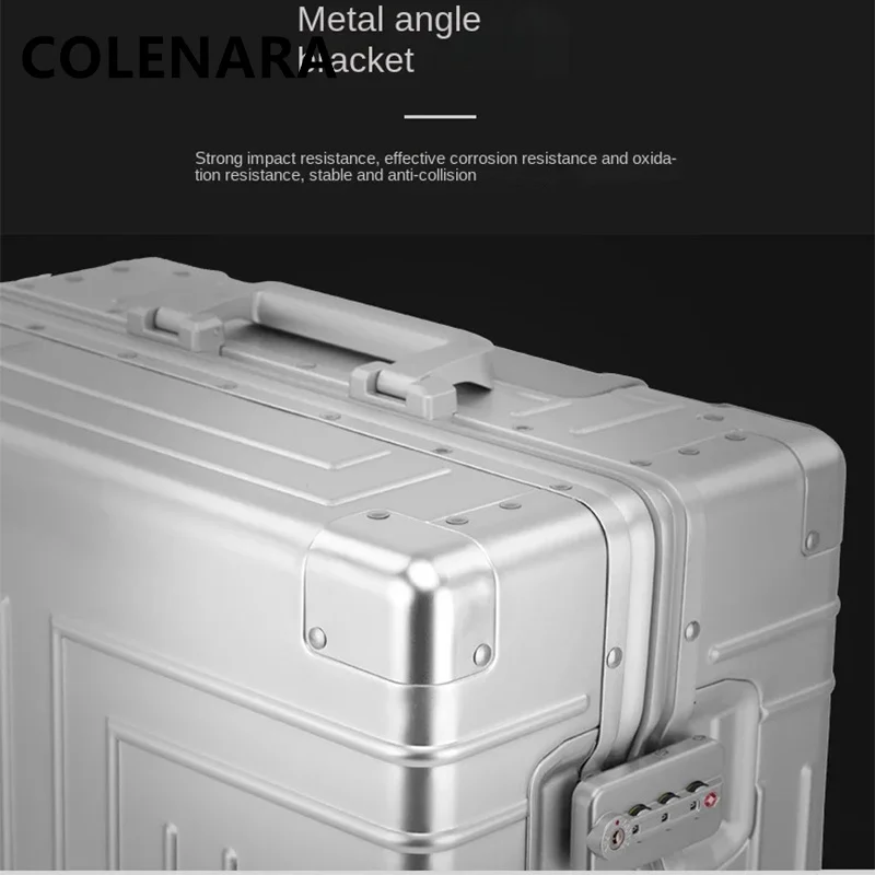 COLENARA New Suitcase All Aluminum Magnesium Alloy Trolley Case 20