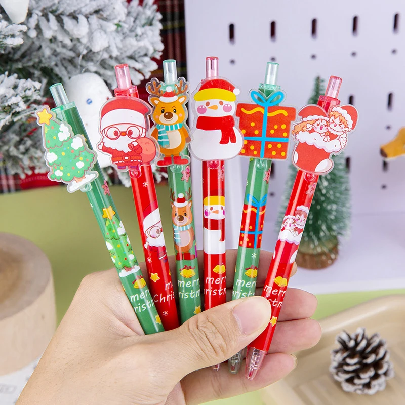 Stylo gel de dessin animé de Noël pour étudiants, père Noël, renne, bonhomme de neige, créatif, étudiant, école, cadeau, prix