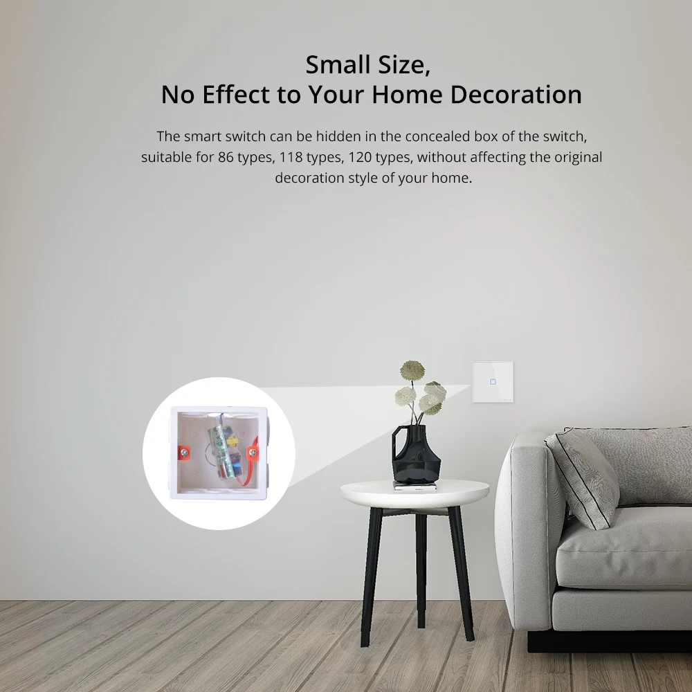 Woolley No سلك محايد واي فاي التبديل وحدة مفتاح الإضاءة الذكية الصغيرة اتجاهين التحكم متوافق مع Alexa Google Home eWeLink APP