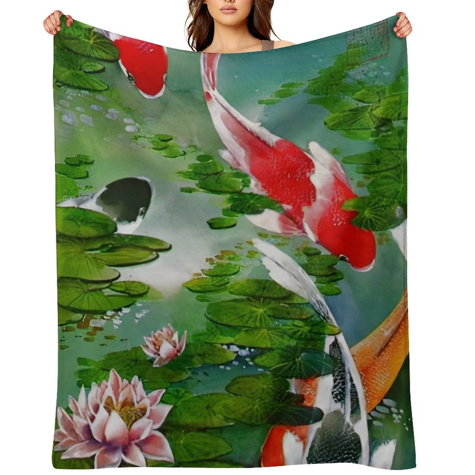 

Koi Fish Pond Throw Blanket Weighted Beach Sofa Quilt Luxury Blankets
