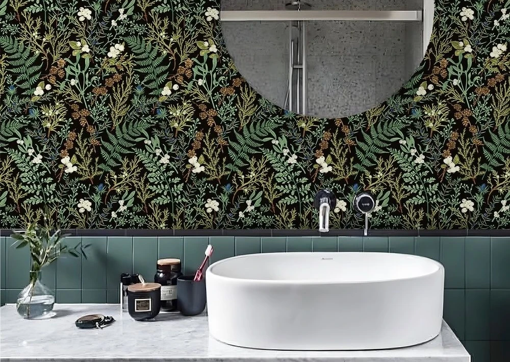 2 Rolls New American Country Lush Green Leaf Wallpaper, Self Adhesive for TV Background Wall, Viral Room Decor Sticker