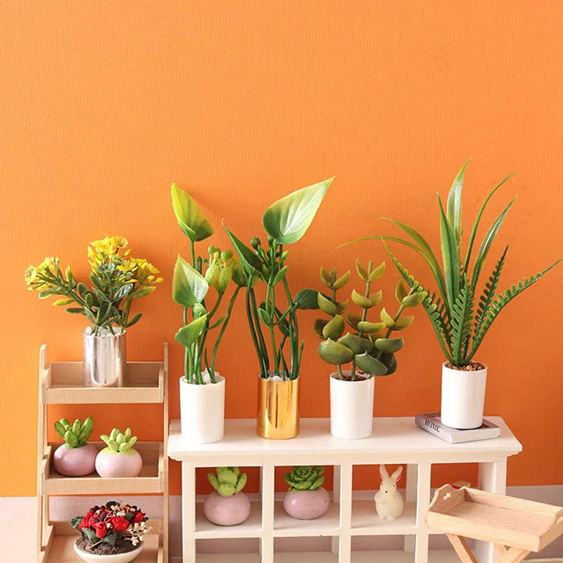 نبات بوعاء مصغر للديكور المنزلي ، وعاء أوراق خضراء ، حديقة بونساي ، نموذج بيت الدمية ، إكسسوارات بيت الدمية اللعبة ،