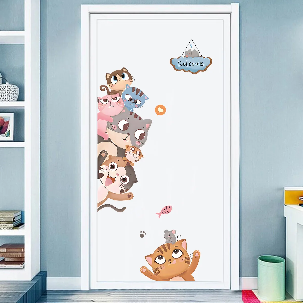 

Cartoon Cute Cat Wall Sticker For Decorating Bedroom Wardrobe Doors, With Waterproof Self-adhesive Stickers Home Decoration