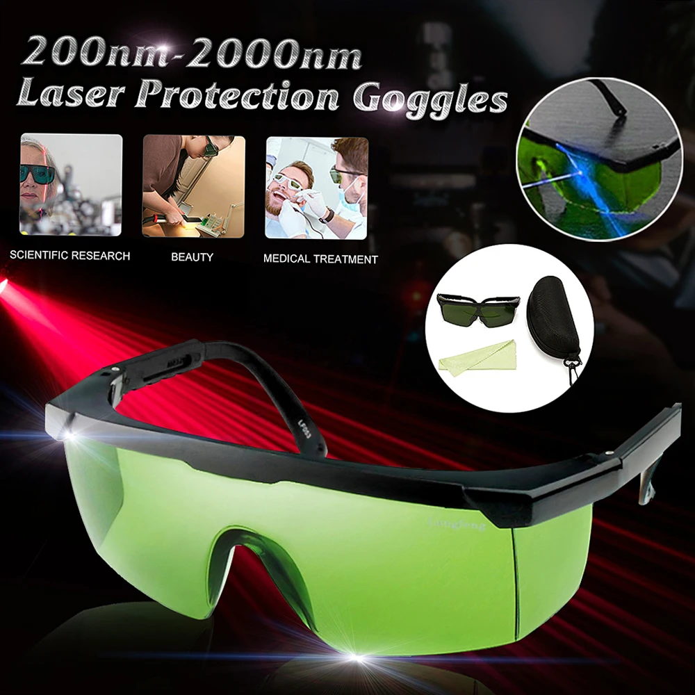 1PC gafas de protección láser 200nm-2000nm gafas de seguridad láser IPL-2 OD + 4 gafas protectoras elegantes