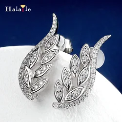 【Clearance Sale】Halaile Full Moissanite S925 Sterling Silver Angel Wings Stud Earrings Women's Fine Jewelry Classic Gi