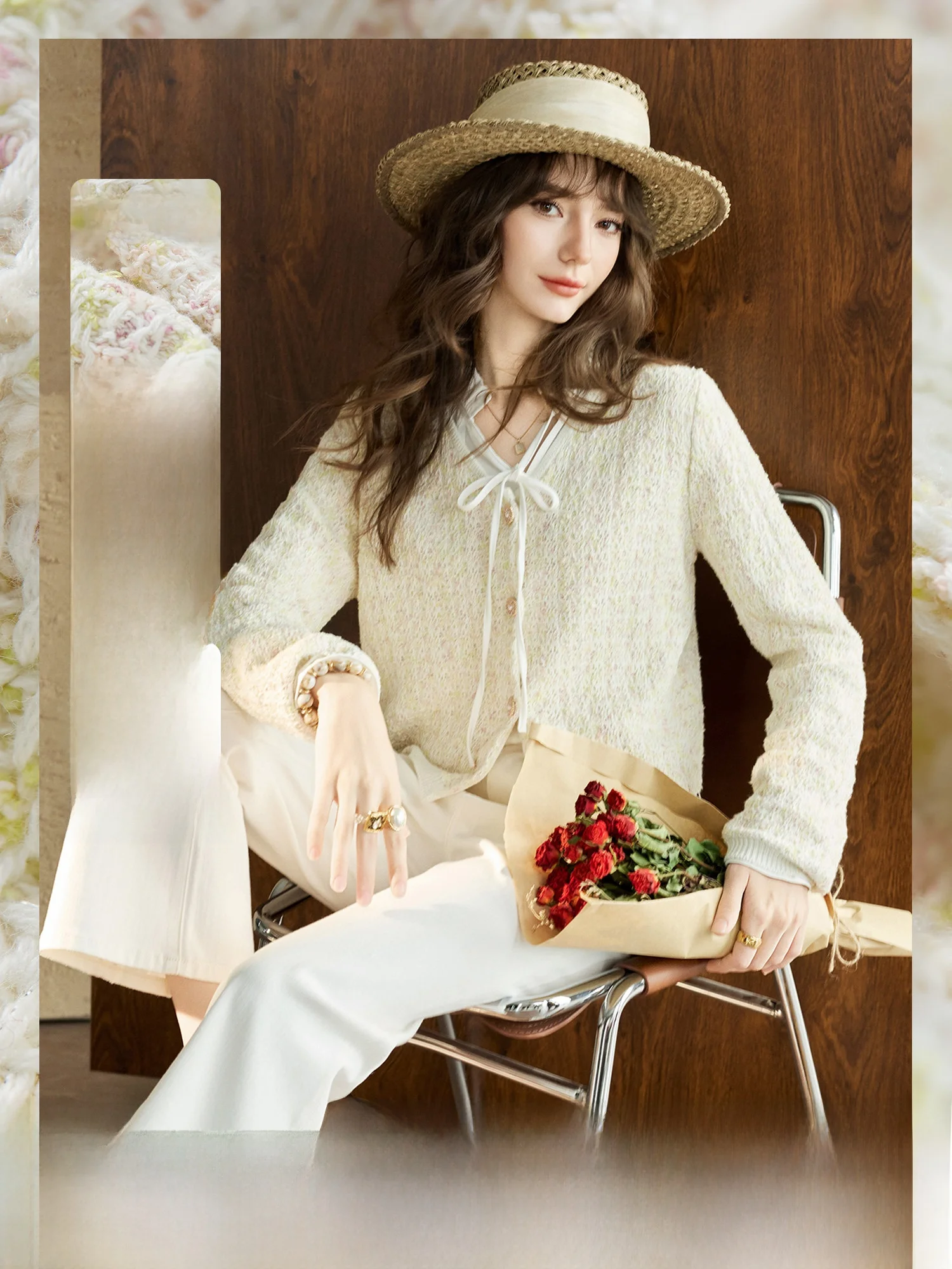 

Парижский хлопковый трикотажный джемпер с V-образным вырезом, женский, разноцветный, элегантный, удобный для повседневной носки, на пуговицах, вязаный топ