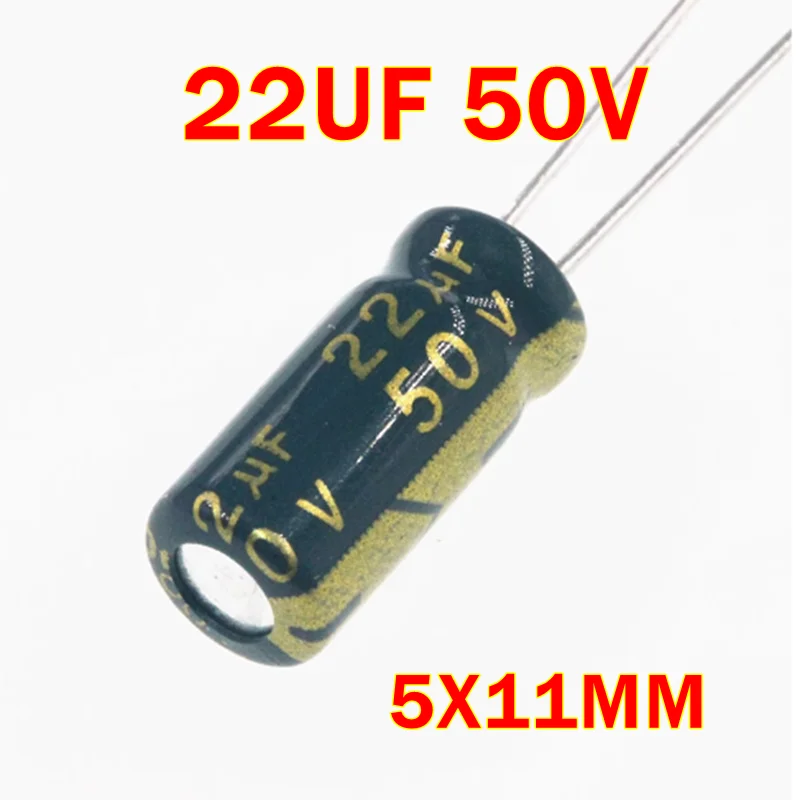 

22UF 50V 5X11MM High frequency, low resistance, long-life direct insertion electrolytic capacitor 50V22UF 22U