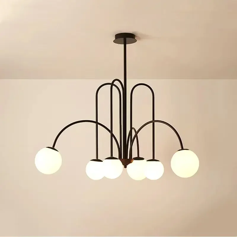 ماجيك بينز 6 رؤساء كرة زجاجية حليبية ثريا تركب بالسقف للمطبخ جزيرة طاولة طعام شريط المعيشة داخلي LED إضاءة ديكوريّة