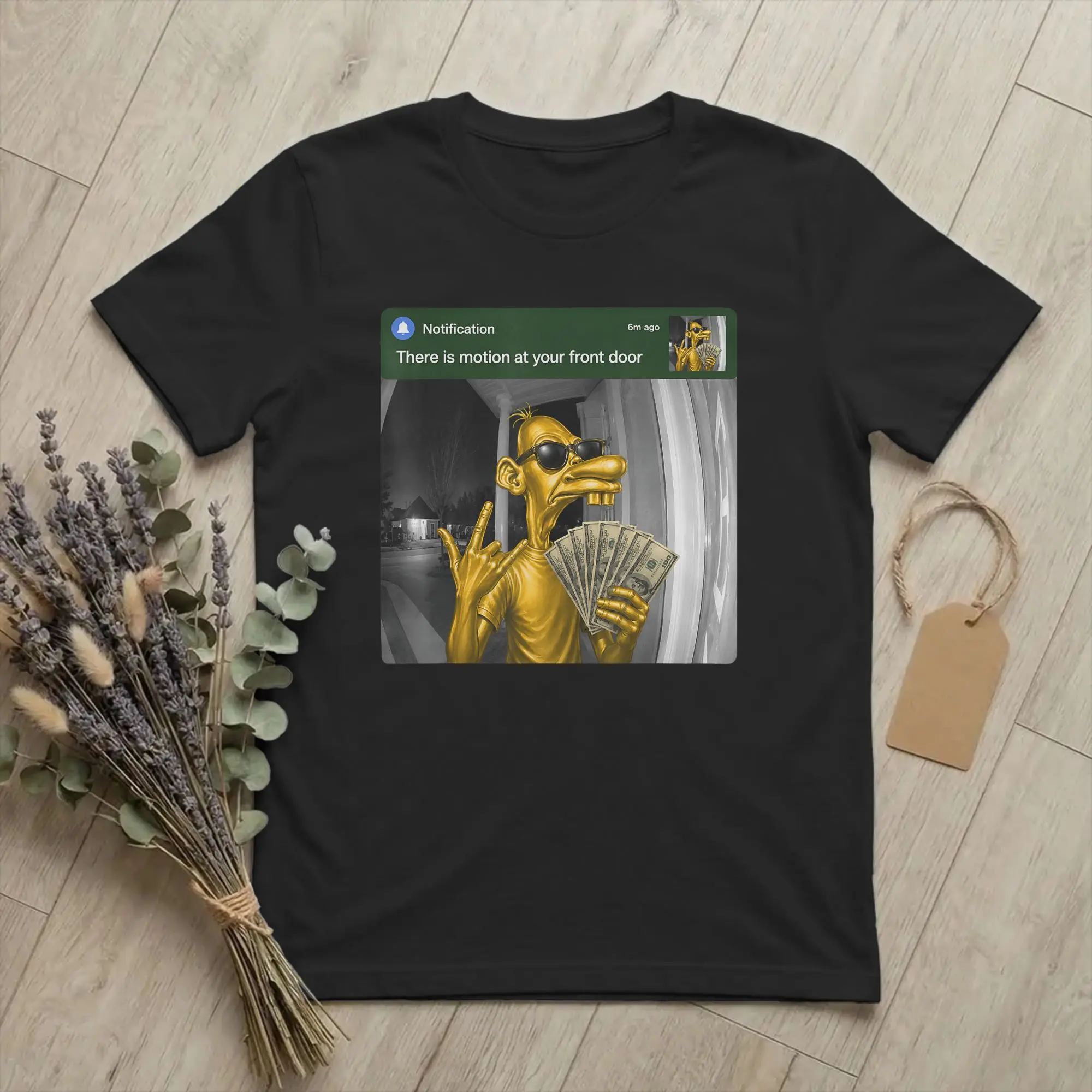 Neegy-Meme Motion At Your Front Door T Shirt Men Cotton Vintage T-Shirt Crew Neck Funny Meme Tees Short Sleeve Clothing Original