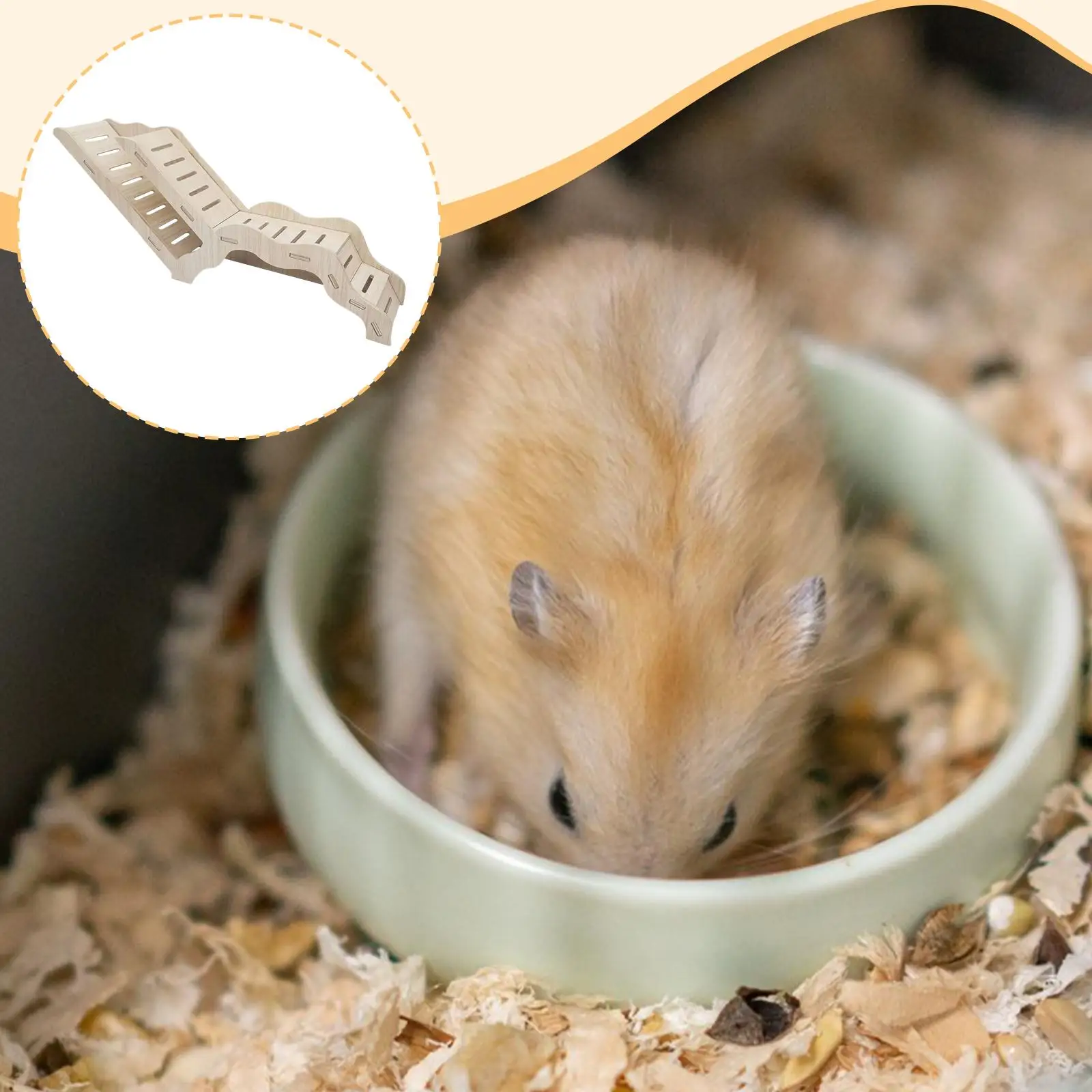 بيت الأزيز الخشبي للهامستر للجربليز 32 سم × 7 × 13 سم مع منحدر تسلق سلم