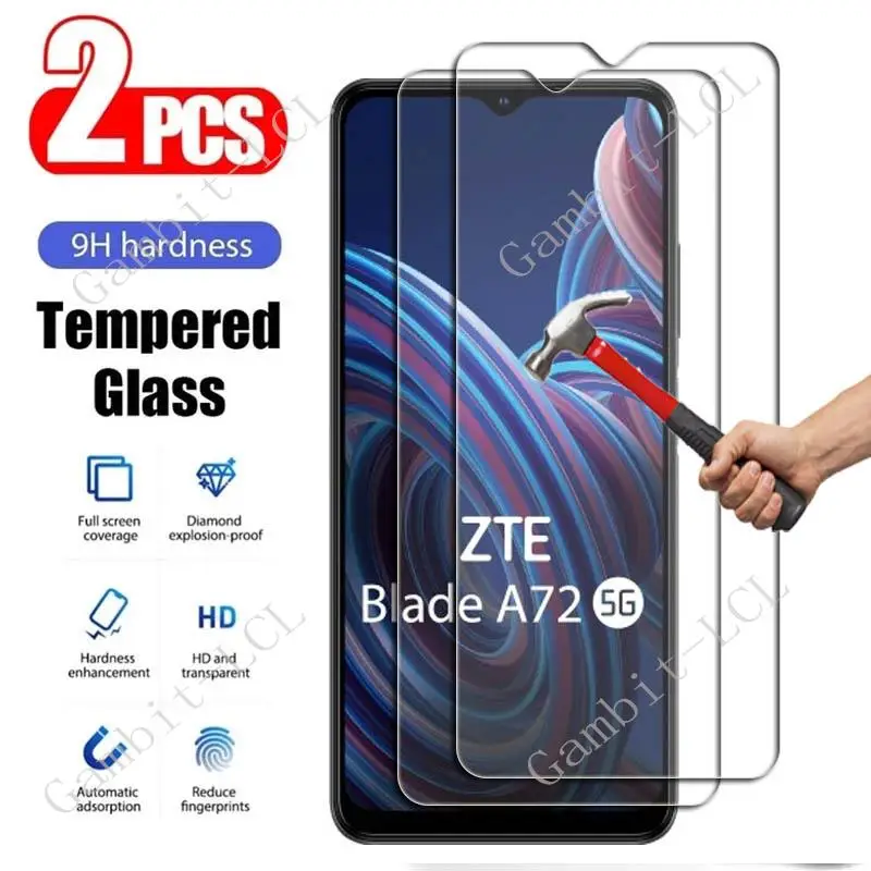 2PCS For ZTE Blade A52 Lite A72 4G 5G V40 Pro Vita V40s V41 A51 A71 A7P Libero 5G III II  Screen Protection Tempered Glass Film