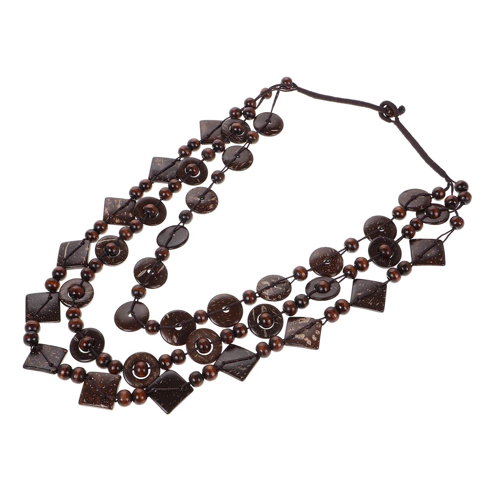 

Retro Wood Bead Necklace Beach Style Coconut Shell Jewelry Lightweight Comfort Boho Chunky Seashell Summer Necklace for Women