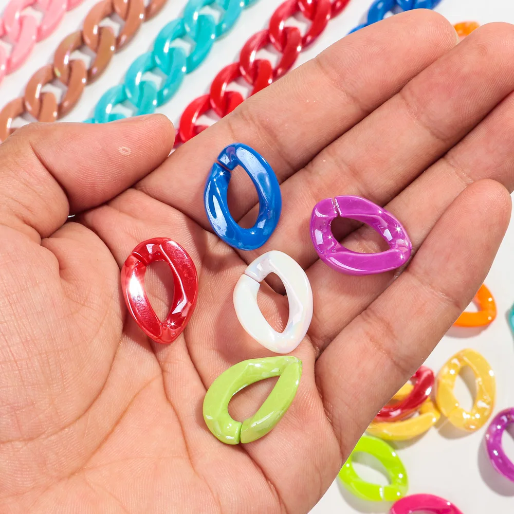 سلسلة ربط مربعة أكريليك قزحي الألوان ، حبة فضفاضة للقلادة ، صناعة سلسلة النظارات ، إكسسوارات مجوهرات تصنعها بنفسك ، 17x22 ، 40 #4