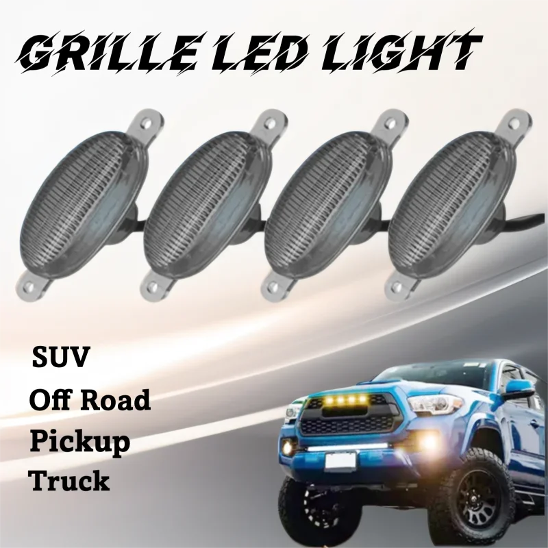 

Universal Fog Light Grille Car Front LED Grille Light Smoked Amber White Grill Light Eagle Eye Lamp for Off Road Trunk SUV