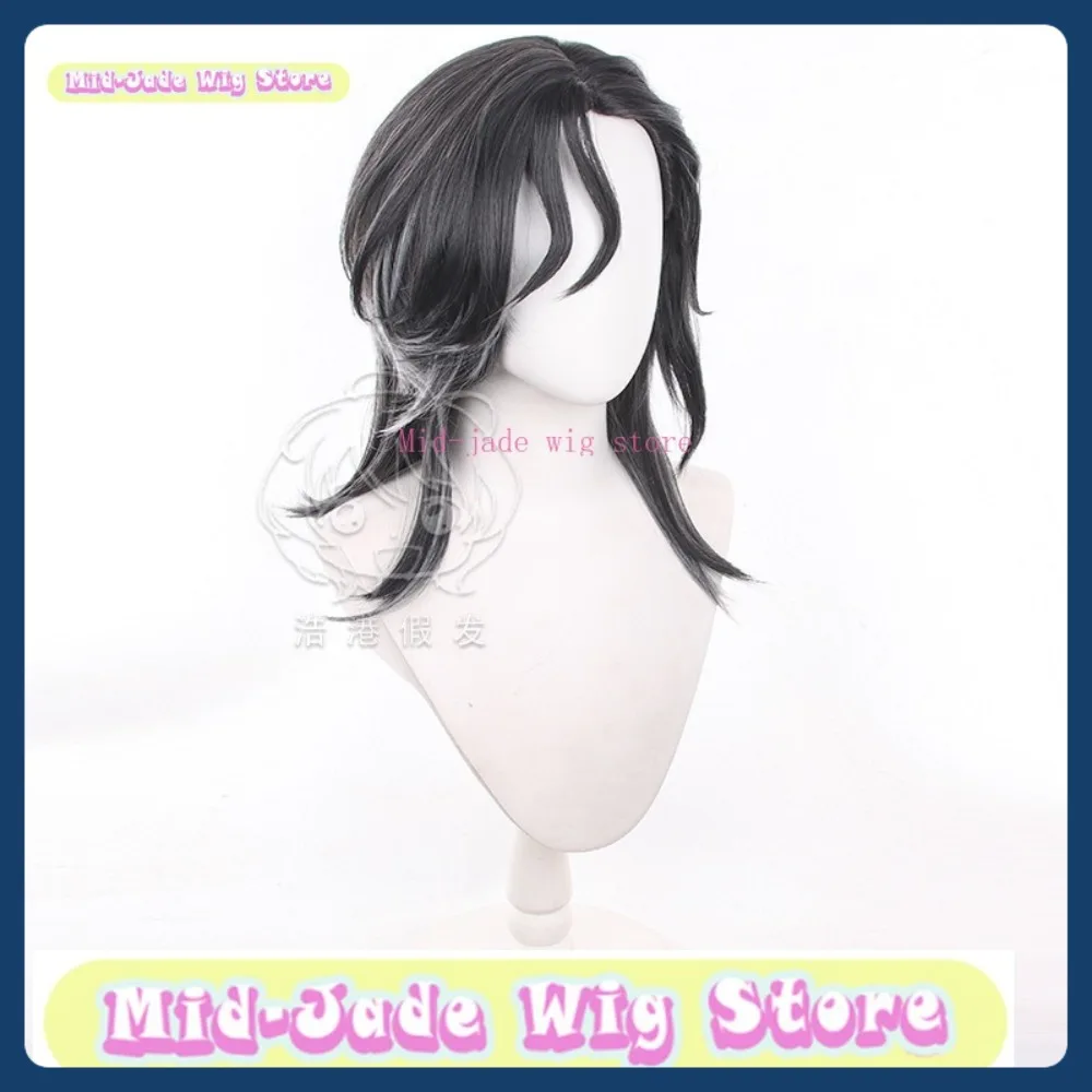 منتصف اليشم شعر مستعار مخزن الهوية الخامس فارس شعر مستعار تأثيري أنيمي لعبة الأدوار زي هالوين زي الدعائم الشعر الاصطناعية #4