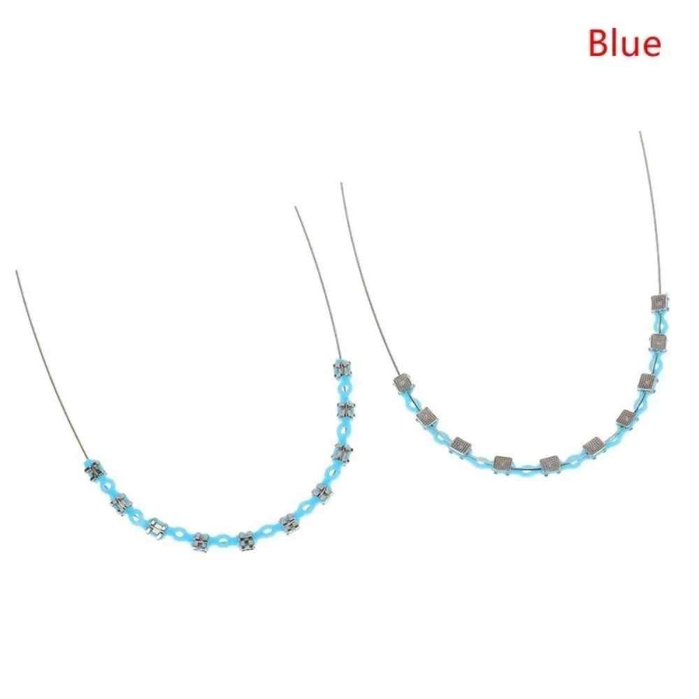 1Pair Braces with Braces Box Colorful Tooth Decoration with Metal Wires Metal Bracket Orthodontic Ligature Ties Send Storage Box