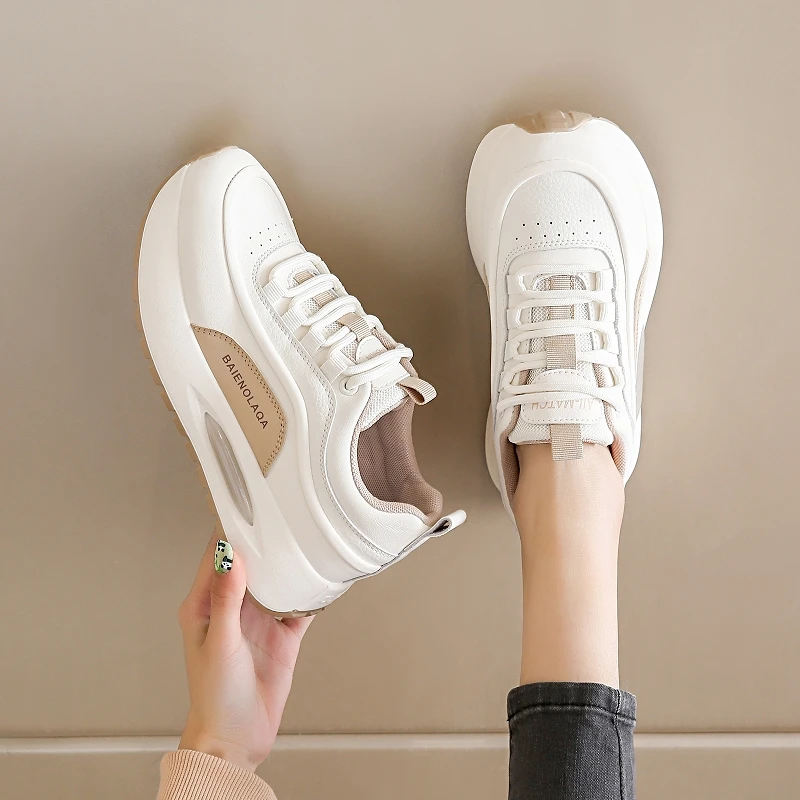 

Womens 5cm Platform Sneakers Breathable Knit Upper Comfortable Walking Shoes Non Slip Sole Fashion Athletic Footwear