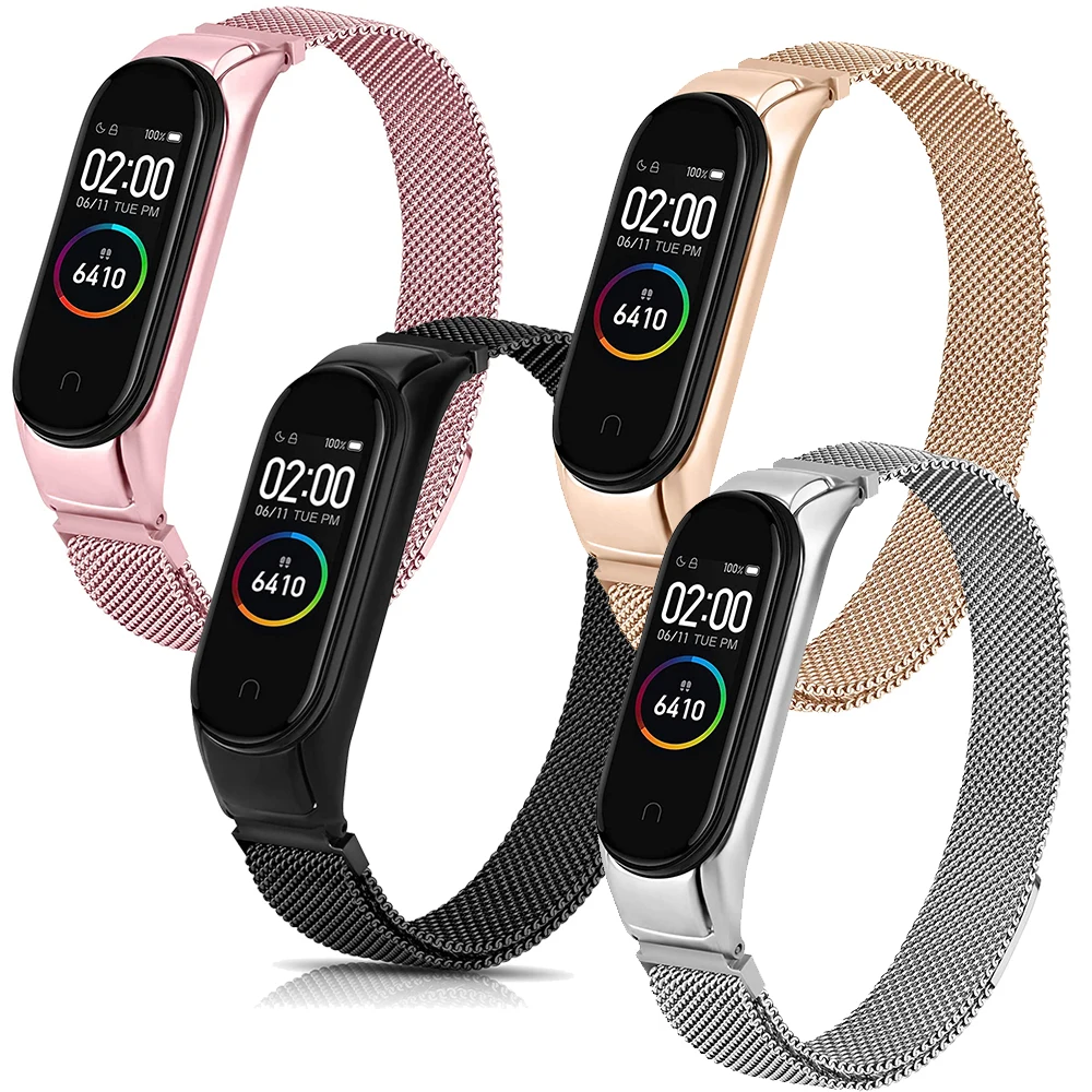

For New Xiaomi Wristband 3/4/5/6 Metal Band Strap Buckle Stainless Steel Band Strap Mi Bracelet Wristband Unisex Snap Buckle