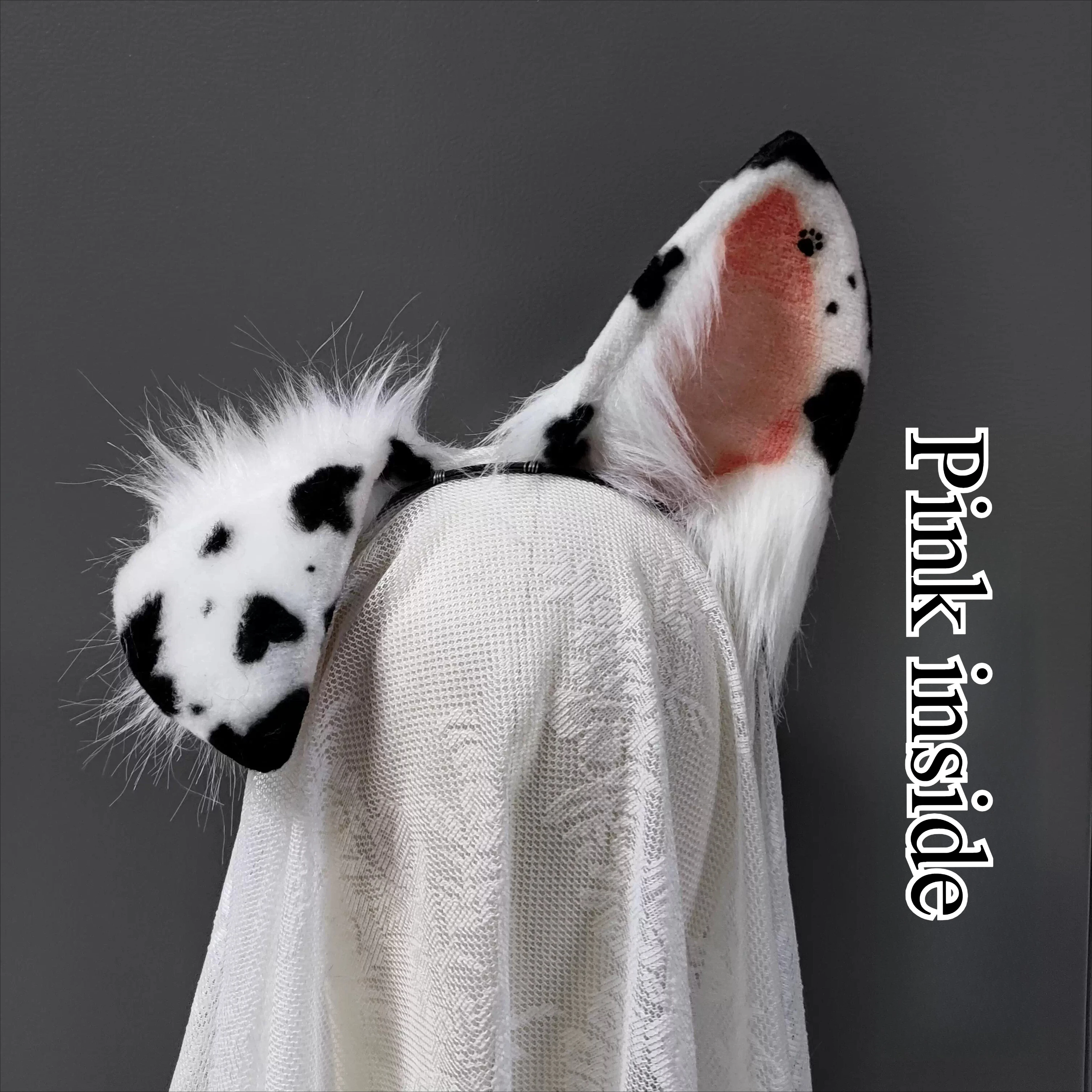 Travail fait à la main blanc noir tacheté oreilles de chien cerceau de cheveux noël Cosplay fête pli Style bandeaux bandeau chapeaux accessoires