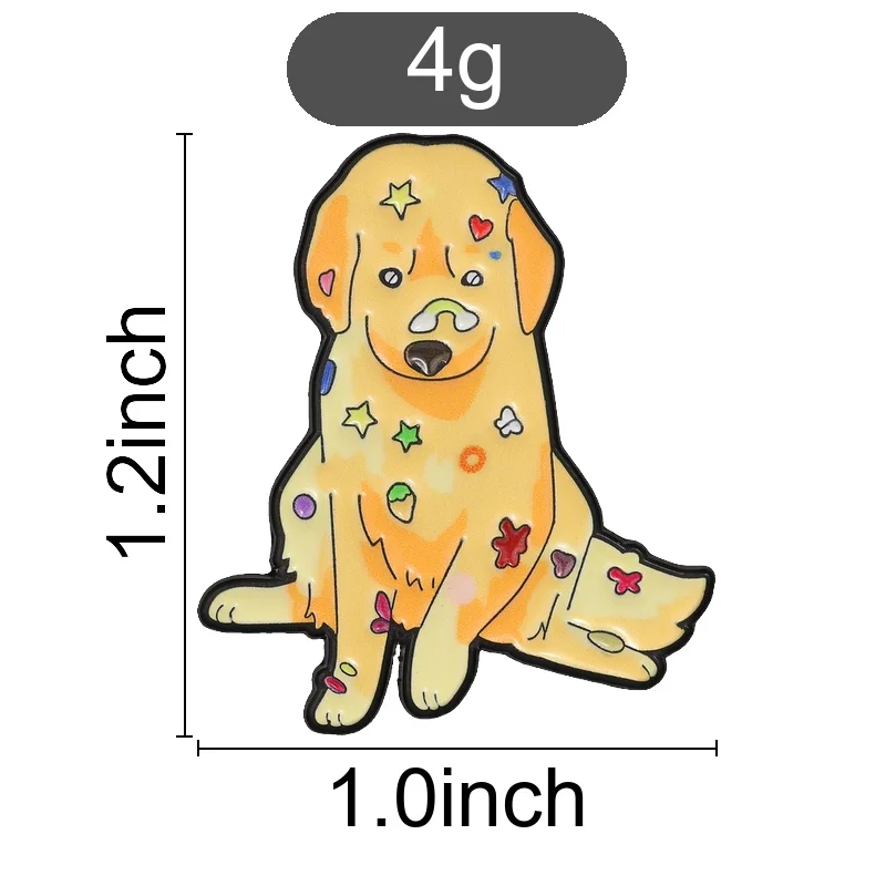 Cute Cartoon Decorated Golden Retriever Enamel Pin, Funny Dog Badge, Fashion Clothes Backpacks Accessory, Gift for Dog Lovers